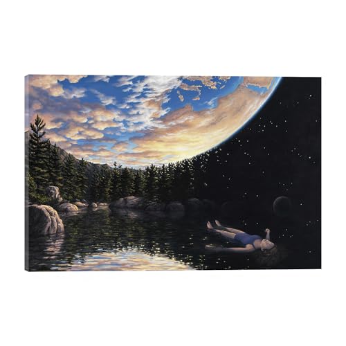 Phenomenon of Floating by Rob Gonsalves Painting Cool Poster Office Canvas Wall Art Decor Artworks for Living Room Bedroom Kitchen Framed or Unframed (Frame,8in*12in)