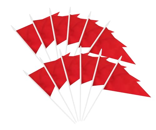 12 Pack Red Pennant Flags Small Mini Hand Held Solid Color Pennant DIY Graffiti Flags On Sticks Flags with 12.6'Solid Pole & Spear Top,Party Events Celebration,School,Grand Opening,Kids Birthday,Sports Clubs,Flower Pot