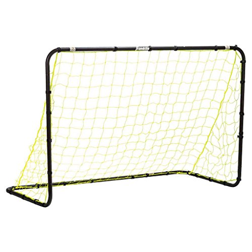 Franklin Sports Competition Soccer Goal - Steel Backyard Soccer Goal with All Weather Net - Includes 6 Ground Stakes - 6'x4' Soccer Goal - Black