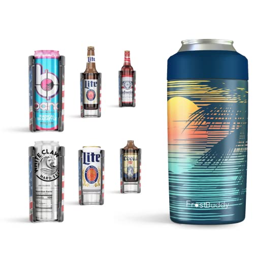 Frost Buddy Universal Can Cooler - Fits all - Stainless Steel Can Cooler for 12 oz & 16 oz Regular or Slim Cans & Bottles - Stainless Steel