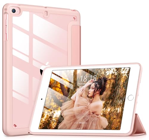 DTTOCASE for iPad Mini 4 5 3 2 1 Case,Clear 7.9 inch iPad Mini 1st 2nd 3rd 4th 5th Generation Smart Cover [Support Auto Sleep/Wake] - Rose Gold
