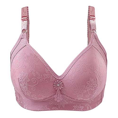 Push Up Bra for Women Plus Size Lace Bras Full Coverage Wire-Free Soft Padding Lift Up Brassiere Everyday Bras Purple