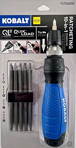Kobalt Kobalt Ql3 Quick Load 10-In-1 Ratcheting Screwdriver, 7.5' long