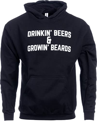 Ann Arbor T-shirt Co. Drinkin' Beers & Growing Beards | Funny Drinking Buddies Beer Party Hooded Sweatshirt Hoody - (Hoodie,XL)