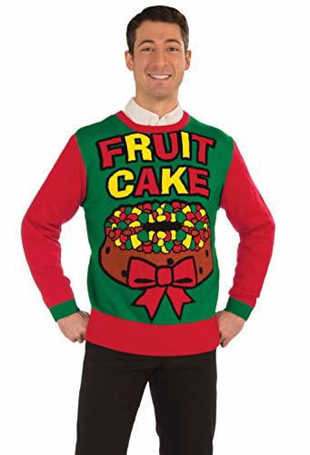 Forum Men's Adult All Wrapped Up Ugly Christmas Sweater, Fruit Cake, Large