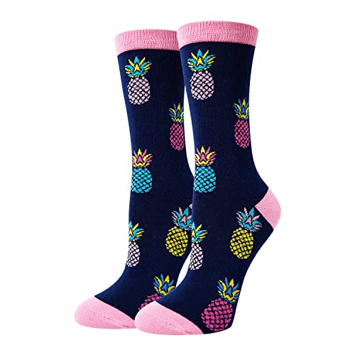 HAPPYPOP Pineapple Gifts Hawaiian Gifts, IVF Gifts Women Fertility Gifts, Funny Pineapple Socks Fruit Socks Black