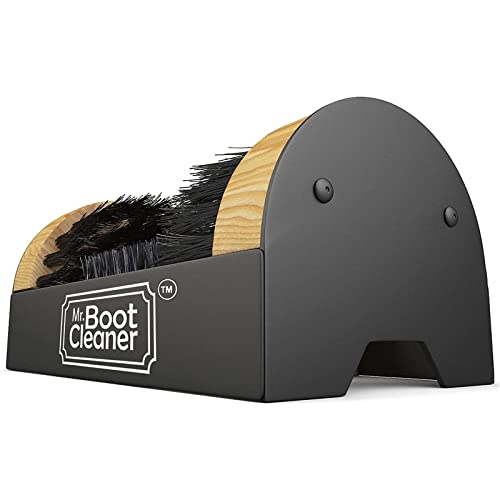 Heavy Duty Wooden Boot Brush and Cleaner Outdoor Floor Mount or Portable, Commercial Scraper/Scrubber with Hardware