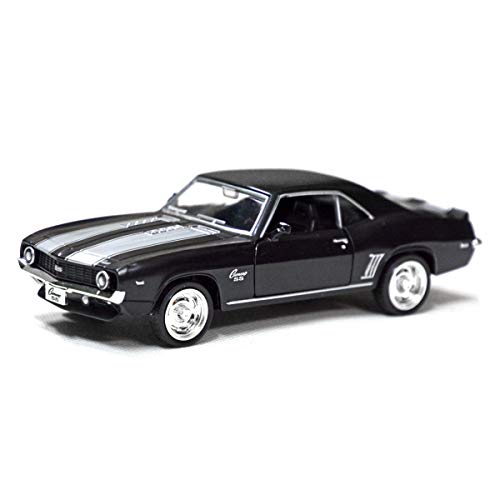 Tianmei 1:32 Scale Supercar Styling Alloy Die-Cast Car Model Collection Decoration Ornaments, Kids Play Vehicle Toys with Pull Back Action and Open Doors (Camaro 1969 - Black)