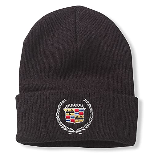 AMERICAN NEEDLE General Motors Cadillac Unisex Cuffed Beanie Warm Headwear, Cuffed Knit Collection, Black