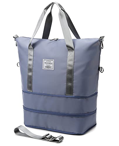 TOOSEA Expandable Travel Duffle Bags for Women Carry On, Weekender Overnight Shoulder Bag, Gym Tote Dry Wet Separation with Luggage Sleeve Large Capacity Folding