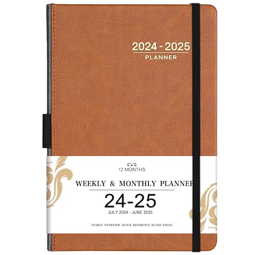 2024-2025 Planner - 2024-2025 Weekly Monthly Planner, July 2024 -June 2025, 5.85'' x 8.5'' Academic Planner 2024-2025 with Leather Cover, Pen Holder, Bookmarks