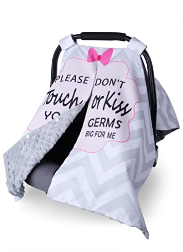 Car Seat Canopy for Babies, Metplus 2 in 1 Infant Carseat Cover Mom Nursing Cover, Minky Baby Carrier Covers, Newborn Boy Girl Shower Gift, with Peekaboo Opening & No Touch Sign, Grey Stripes
