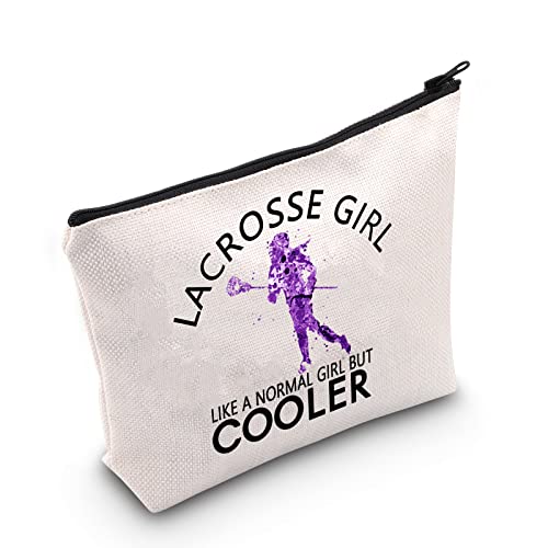 TSOTMO Lacrosse Player Makeup Bag Lacrosse Coach Gift Goalie Gift Funny Lacrosse Like A Normal But Cooler Cosmetic Bag Gift For Lacrosse Team Member (Lacrosse G)