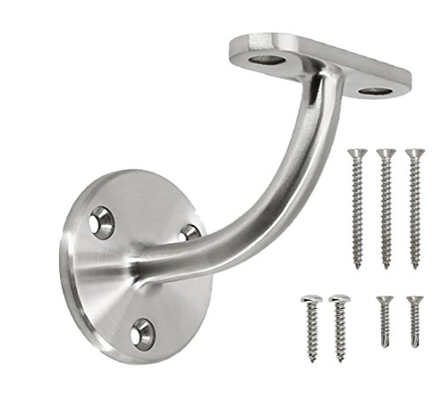 Stainless Steel 316 Grade Wall Mount Staircase Handrail Bracket for Flat Surface Square Rectangle Top Rail Tube, WB-E010S (Flat, Brush Satin Finish (6 Pcs))