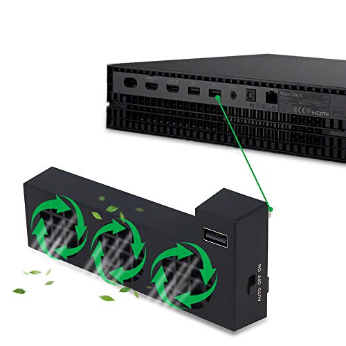 Xbox One X Cooling Fan-External Intelligent Control USB Cooler- 3 Radiator Fans Offer Quiet Efficient Heat Removal for Xbox One X Game Console Controller (for Xbox One X)