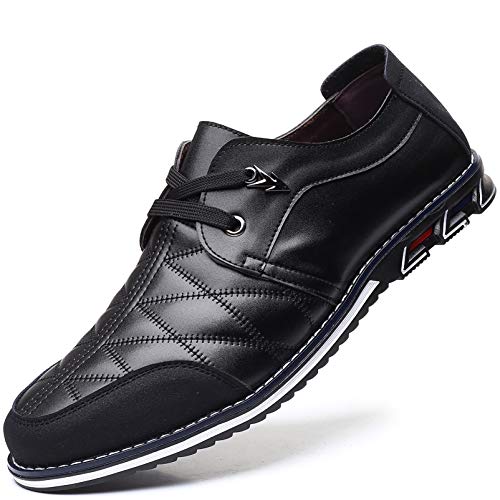 COSIDRAM Mens Casual Shoes Fashion Sneakers Dress Shoes for Men Walking Shoes Business Office Loafers Black 10.5