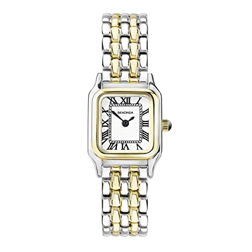 Sekonda Monica Ladies 20mm Quartz Watch in White with Analogue Display, and Two Tone Alloy Strap 40125
