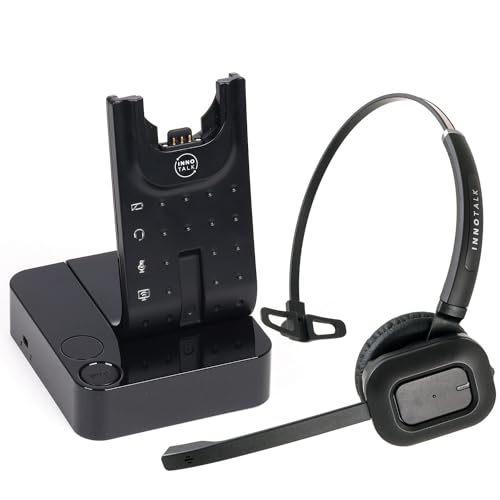 INNOTALK Wireless Headset Compatible with Poly Polycom VVX300, VVX310, VVX400, VVX410 and Any VVX Model with EHS Remote Answering Cord Bundle(Pioneer)