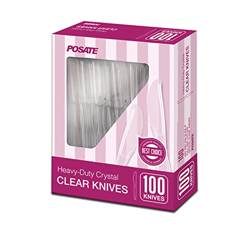 POSATE Clear Knives, Heavy-Duty Crystal (100 Knives)