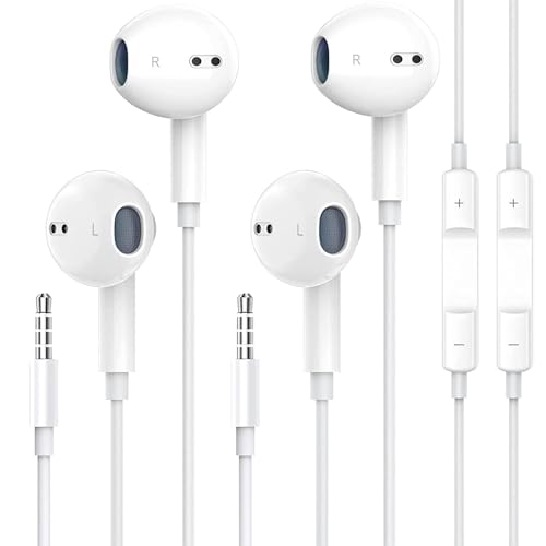 2 Pack for iPhone Earbuds Wired Headphones Earphones with 3.5mm Wired[MFi Certified]Nosie Reduction with Mic,Volume Control Support for iPhone,iPad,iPod,Computer,MP3/4,Android Most 3.5mm Audio Devices