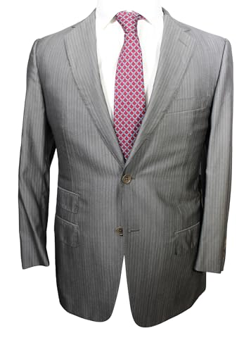 Ermenegildo Zegna Su Misura Silk Wool Blend Gray Striped Suit Size 38 Reg