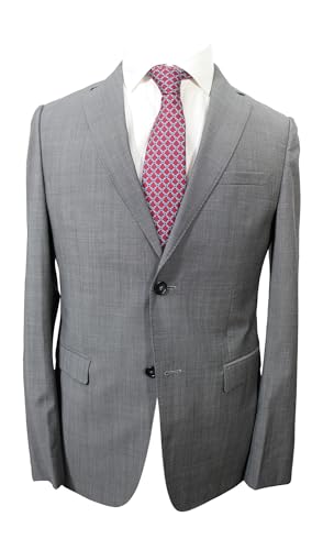 Z Zegna Grey Wool Pincheck Lined Dual Vents Flat Front 2Btn Suit 42R
