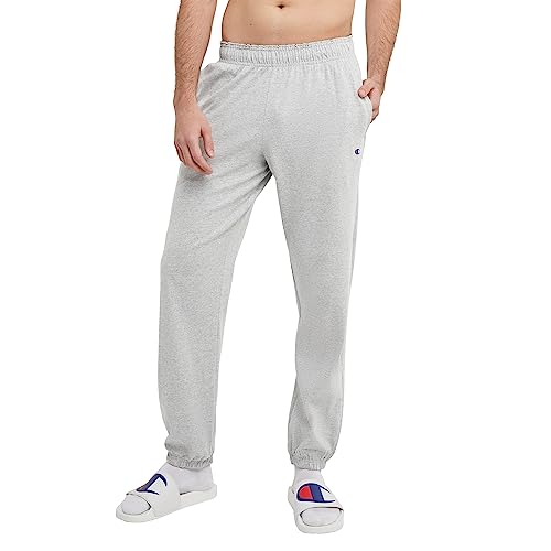 Champion Men's Everyday Fitted Ankle Cotton Pants, 31.5' Inseam, Cotton Knit Pants Left Hip 'C' Logo, Cotton Warm-Up Pants