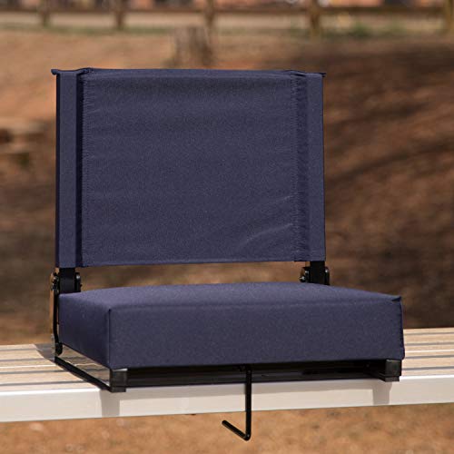 Flash Furniture Grandstand Portable Stadium Seat for Bleachers or Benches, Folding Padded Stadium Chair with Carrying Handle, 500 lb. Weight Capacity, Navy
