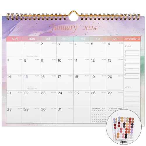 Lbylyhxc 2024 Calendar - From Now to December 2024-18 Monthly Wall Calendar 2023-2024, 11 x 8.5 Inches.Thick Paper with Julian Dates and Block for New Year and Christmas Gifts (Colorful)