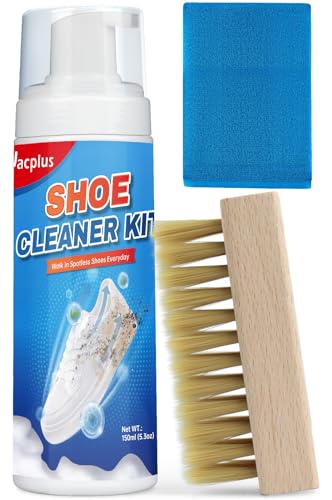 Vacplus Shoe Cleaner Sneakers Kit -  5.3oz Quick-Cleaning Sneaker Cleaner, Essential Shoe Cleaning Kit, White Shoe Cleaner Kit w/ Shoe Brush, Work on White Shoes, Suede, Knit, Canvas, PU, Fabric, etc.