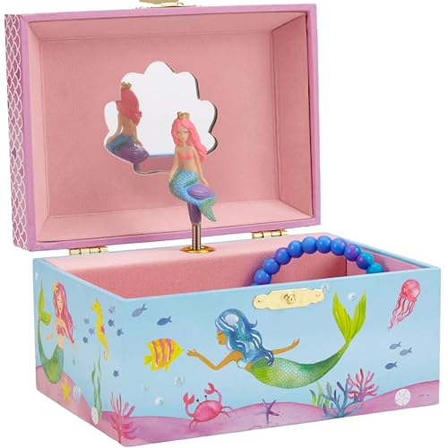 Jewelkeeper Musical Jewelry Box for Girls, Underwater Mermaid Jewelry Boxes, Over The Waves Tune & Spinning Mermaid Doll, Girls Gifts Music Box