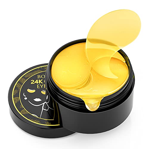 BOLOBRE Under Eye Patches (60PCS) - Golden Under Eye Mask for Dark Circles and Puffiness Bags and Wrinkles with Collagen Relieves Pressure and Reduces Wrinkles Revitalises and Refreshes Your Skin