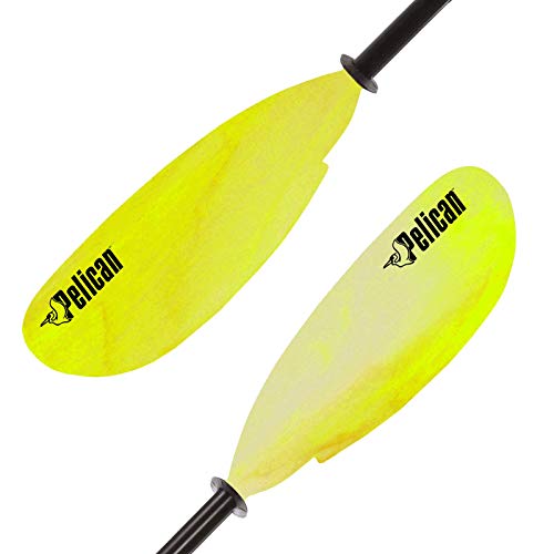 Pelican Poseidon Paddle 89 in - Aluminum Shaft with Reinforced Fiberglass Blades - Lightweight, Adjustable Kayaks Paddles - Perfect for Kayaking Boating & Kayak Fishing (Yellow/Green, 2020 Model)