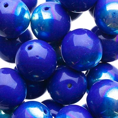 Czech Druk Beads 10mm Opaque Cobalt AB 25 Pieces for Jewelry Making and DIY Crafts