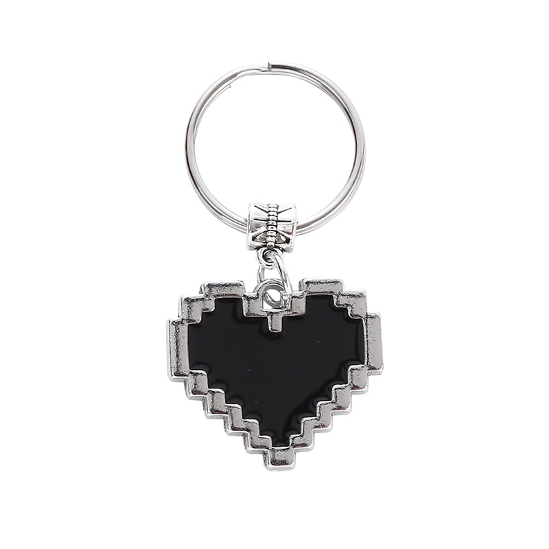 Yrrue Mosaic Heart Keychain Accessories for Women - Wallet Purse Keychain Lightweight & Compact Key Chain Novelty Key Ring Gifts (Black)