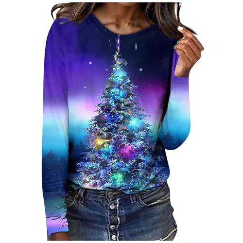 BDPORKAS Zip Up Hoodies For Women Hip Skater Sweatshirt for Women Tunic Spring Long Sleeve Cotton Sweatshirts Comfort Print Crew-Neck Comfort Tunic Purple