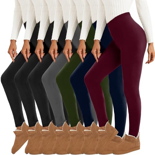 iceROSE 7 Pack Fleece Lined Leggings Women, Soft Thermal Warm Winter Workout Yoga Leggings