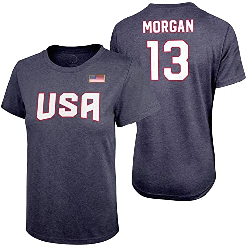 Icon Sports Alex Morgan Women's USWNT Soccer Player Graphic Print Short Sleeve T-Shirt in Navy