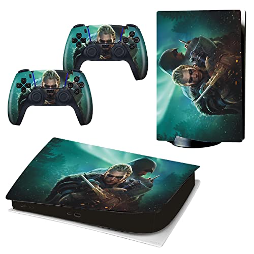 Skin for Console (P-S5 Digital Version) and Controllers Vinyl Sticker, Durable, Scratch Resistant, Bubble-Free, Compatible with Play-Station 5(Digital Edition) Green