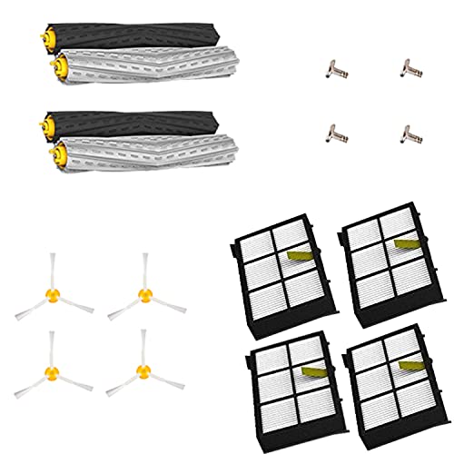Amyehouse Extractor Roller Side Brushes & Hepa Filters Replenishment Kit Compatible with iRobot Roomba 800 900 Series 805 860 861 870 871 880 890 891 960 980 981 985 Vacuum Replacement Parts