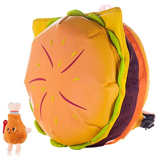 Hkufpq Cheeseburger Backpack Hamburger Backpack Universe Burger Backpack (Backpack + Chicken Leg Keychain)