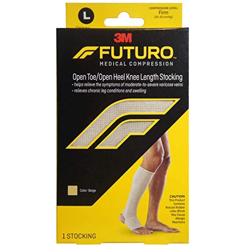 FUTURO Therapeutic Knee Length Stocking Open Toe/Heel Firm Large Beige 1 Each (Pack of 3)