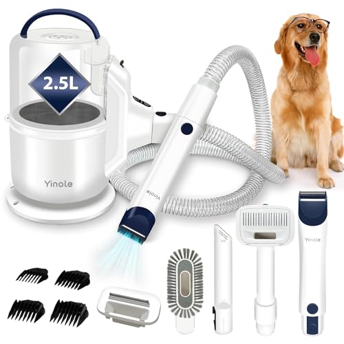 Yinole Pet Grooming Kit with Vacuum Suction - Dog Vacuum for Shedding Grooming with Professional Proven Grooming Tools for Dogs, Cats, and Other Animals - 99% Pet Hair Collection with 2.5L Capacity