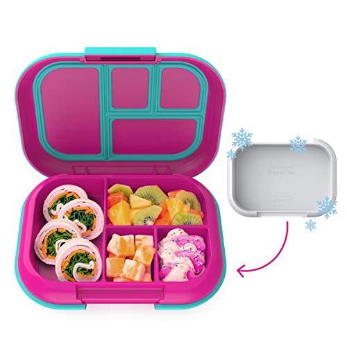 Bentgo Kids Chill Lunch Box - Leak-Proof Bento Box with Removable Ice Pack & 4 Compartments for On-the-Go Meals - Microwave & Dishwasher Safe, Patented Design, & 2-Year Warranty (Fuchsia/Teal)