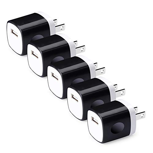 Charger Box, 5Pack 1A/5V Single Port USB Wall Charger Cube Plug Charging Block Brick for iPhone 15 14 Pro Max 13 12 11 XS X 8, Samsung Galaxy S23 A53 A73 A14 A13 S22 S21 S20, Pixel 7 6, Moto, LG Stylo