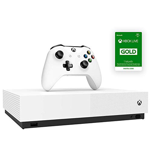 Xbox One S All Digital Edition Console Bundle w/Fortnite exclusive - Downloads for Minecraft, SOT, & Fornite Battle Royale - 1TB Hard Drive Capacity - Enjoy disc-free gaming - Includes 1 Month tr