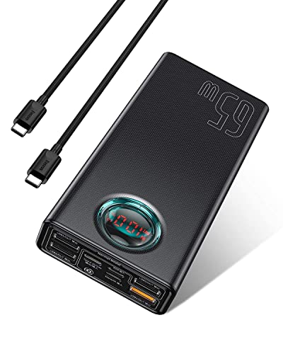 Baseus Portable Laptop Charger, 30000mAh Power Bank 65W Fast Charging USB C Battery Pack, PD 3.0 7-Port Battery Bank for MacBook, IPad, Dell, HP, Samsung, iPhone 15 14 13, Steam Deck, ROG Ally (Black)