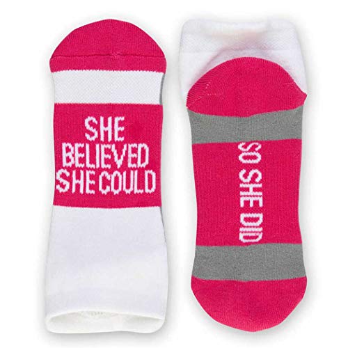 Gone For a Run Inspirational Athletic Running Socks | Women's Woven Low Cut | She Believed | Fuchsia