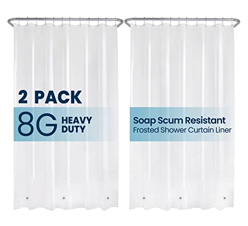 LiBa Shower Curtain Liner - Waterproof Plastic Shower Curtain Premium PEVA Non-Toxic Shower Liner with Rust Proof Grommets Frosted 8G Heavy Frosted Duty Bathroom Accessories 72x72 2 Pack