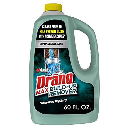 Drano Max Build Up Remover Drain Clog Remover and Cleaner, Great for Clog Prevention, Commercial Line, 60 Oz